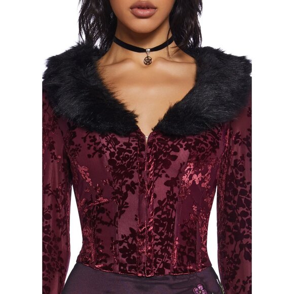 NWT Dolls Kill Delia's Lovestruck in Lisbon Corset Top - Red Burgundy Size M - Picture 5 of 16